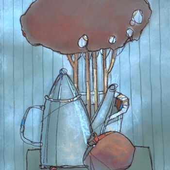 Картина под названием "Натюрморт с гранатом" - Konstantin Konevskikh, Подлинное произведение искусства, Пастель