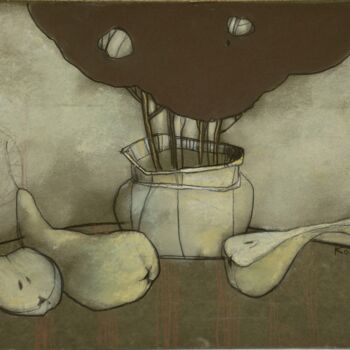 Рисунок под названием "Натюрморт с грушей" - Konstantin Konevskikh, Подлинное произведение искусства, Пастель Установлен на…