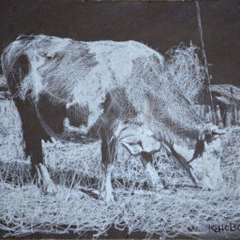 Рисунок под названием "Корова" - Konstantin Konevskikh, Подлинное произведение искусства, Пастель Установлен на картон