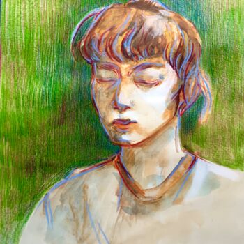 Drawing titled "Portrait of a girl" by Konstantin Lakstigal, Original Artwork, Conté