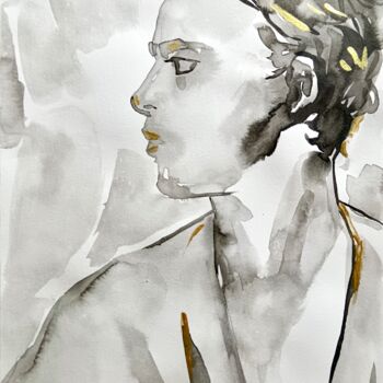 Dibujo titulada "Self-portrait #2" por Konstantin Lakstigal, Obra de arte original, Tinta