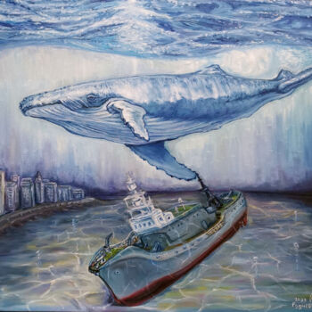 Painting titled "Whale will prevail…" by Konstantin Rudnev, Original Artwork, Oil