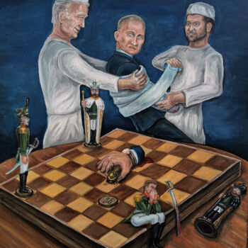 Pintura titulada "Chess piece riot (Б…" por Konstantin Rudnev, Obra de arte original, Oleo