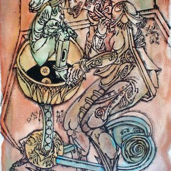 Painting titled "Sphinx and Hermes" by Konstantin Skoptsov, Original Artwork