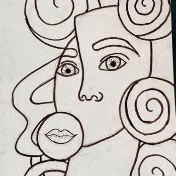 Dessin intitulée "Birth of Venus à la…" par Evangelina, Œuvre d'art originale, Crayon