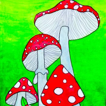 Pintura titulada "Mushrooms 🍄" por Evangelina, Obra de arte original, Acrílico