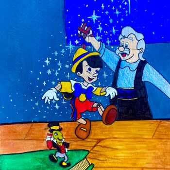 "Pinocchio,Geppetto…" başlıklı Tablo Evangelina tarafından, Orijinal sanat, Akrilik