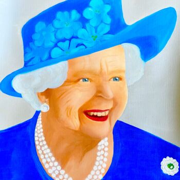Peinture intitulée "Queen Elizabeth II…" par Evangelina, Œuvre d'art originale, Huile