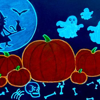 Painting titled "Happy Halloween 202…" by Evangelina, Original Artwork, Acrylic