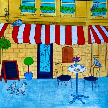 Pittura intitolato "Le Paris Café" da Evangelina, Opera d'arte originale, Acrilico