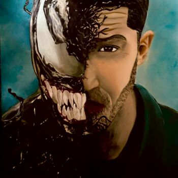Peinture intitulée "Vénom VS Tom Hardy" par Evangelina, Œuvre d'art originale, Huile