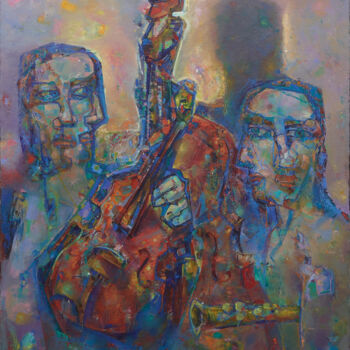 Schilderij getiteld "Trio" door Konstantinos Efimidis, Origineel Kunstwerk, Olie