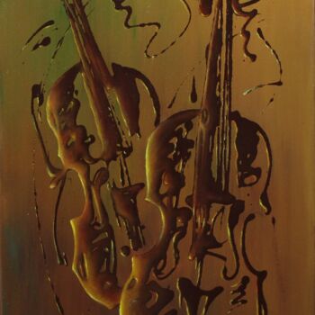 Schilderij getiteld "Violins" door Konstantinos Efimidis, Origineel Kunstwerk, Olie