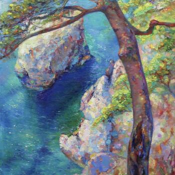 Painting titled "Blue Lagoon" by Konstantinos Efimidis, Original Artwork, Oil