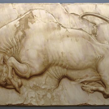 Schilderij getiteld "Bull" door Konstantinos Efimidis, Origineel Kunstwerk, Olie