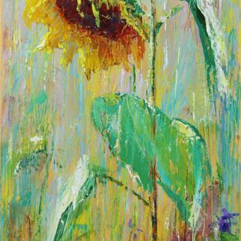"Sunflower in the ra…" başlıklı Tablo Konstantinos Efimidis tarafından, Orijinal sanat, Petrol