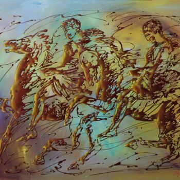 Pintura titulada "Horsemen" por Konstantinos Efimidis, Obra de arte original, Oleo