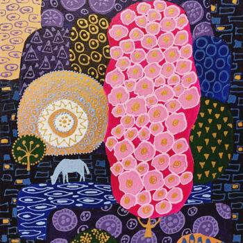 Картина под названием "Цветущее дерево" - Svetlana Konstantinova, Подлинное произведение искусства, Акрил
