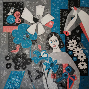 Malarstwo zatytułowany „Настроение. Голубое” autorstwa Svetlana Konstantinova, Oryginalna praca, Akryl