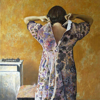 Ζωγραφική με τίτλο "DRESS II - woman in…" από Konstyantyn Lyzogub, Αυθεντικά έργα τέχνης, Λάδι Τοποθετήθηκε στο Ξύλινο φορεί…