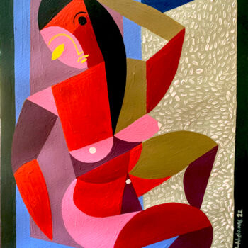 Schilderij getiteld "Seated Nude" door Koola Adams, Origineel Kunstwerk, Acryl