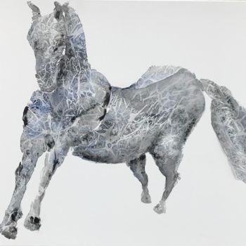 Schilderij getiteld "cheval au galop" door Kootchi, Origineel Kunstwerk, Acryl
