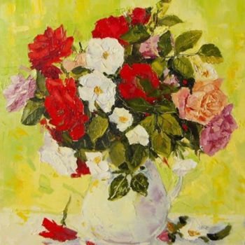Pintura intitulada "Розы" por Elena Korennaia, Obras de arte originais, Óleo