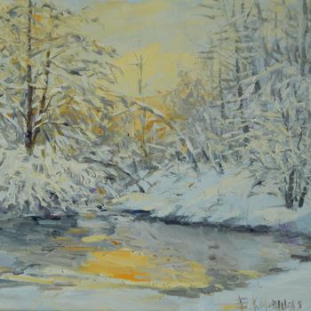 Peinture intitulée "Зимний вечер" par Elena Korennaia, Œuvre d'art originale