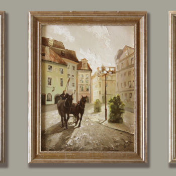 Painting titled "Streets of Prague" by Anna Korennova, Original Artwork, Oil