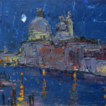 Painting titled "Night over Venice" by Korn, Original Artwork, Oil