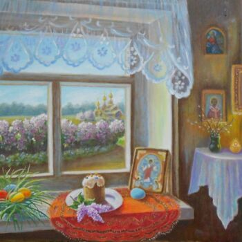 Картина под названием "Светлый праздник" - Елена Корниенкова, Подлинное произведение искусства, Масло Установлен на картон