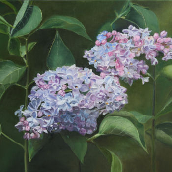 Painting titled "Blooming Liliac" by Zander, Original Artwork, Oil