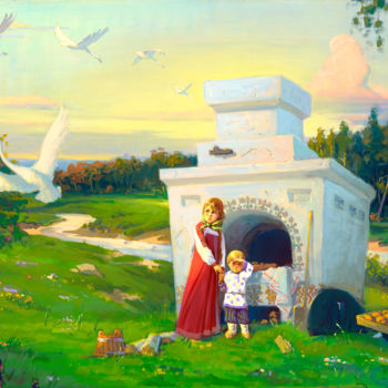 Malarstwo zatytułowany „"Гуси-лебеди" (Русс…” autorstwa Stanislav Martinovich, Oryginalna praca, Akryl