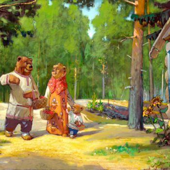 Peinture intitulée ""Три медведя"" par Stanislav Martinovich, Œuvre d'art originale, Acrylique