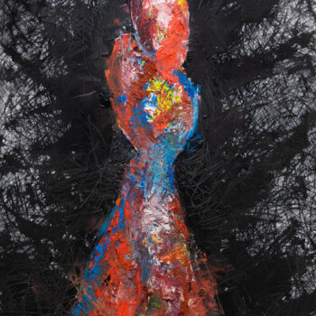 Malerei mit dem Titel "Red Shadow XIV: Ner…" von Mihail Ivanov, Original-Kunstwerk, Öl