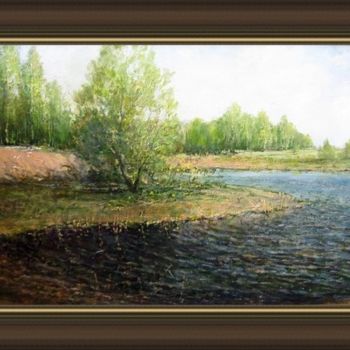 Pintura intitulada "Озерко за бетонкой" por Korytov Sergey, Obras de arte originais