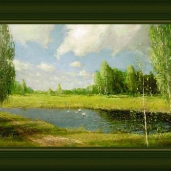 Painting titled "Плыли по речке" by Korytov Sergey, Original Artwork