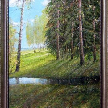 Painting titled "Течет ручей" by Korytov Sergey, Original Artwork