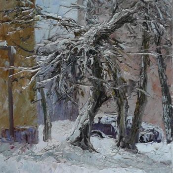Painting titled "Winter miracle" by Roman Koshelev, Original Artwork, Oil