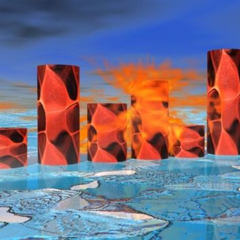 Arte digitale intitolato "Fire and Ice" da Jonathan Cole, Opera d'arte originale, Modellazione 3D