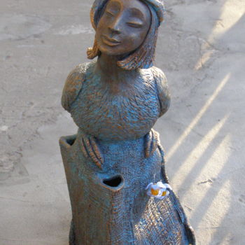 Sculpture titled "Птица Сирин" by Konstantin I Serafima Fedorov I Krushelnitskaia, Original Artwork, Ceramics