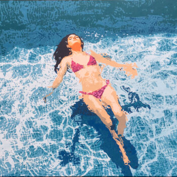 Картина под названием "Pool" - Kosta Morr, Подлинное произведение искусства, Акрил Установлен на Деревянная рама для носилок