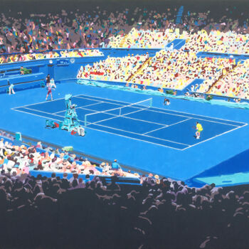 Painting titled "Tennis" by Kosta Morr, Original Artwork, Acrylic Mounted on Wood Stretcher frame