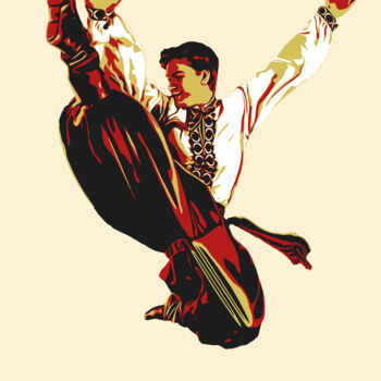 Malarstwo zatytułowany „Folk dance_3” autorstwa Kosta Morr, Oryginalna praca, Akryl Zamontowany na Drewniana rama noszy