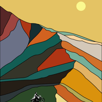 Painting titled "Patchwork mountains" by Kosta Morr, Original Artwork, Acrylic Mounted on Wood Stretcher frame