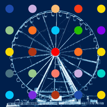 Painting titled "Ferris wheel" by Kosta Morr, Original Artwork, Acrylic