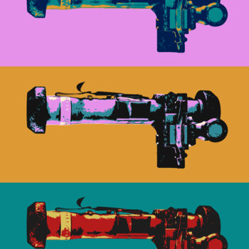 Painting titled "FGM-148 Javelin" by Kosta Morr, Original Artwork, Acrylic Mounted on Wood Stretcher frame