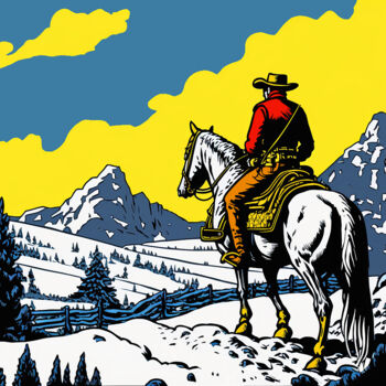 Картина под названием "Western outlaw in t…" - Kosta Morr, Подлинное произведение искусства, Акрил Установлен на Деревянная…