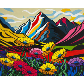 Pittura intitolato "Alpine meadows" da Kosta Morr, Opera d'arte originale, Acrilico