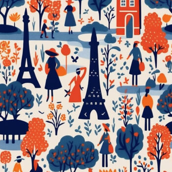 Картина под названием "Paris tiole print" - Kosta Morr, Подлинное произведение искусства, Акрил Установлен на Деревянная рам…